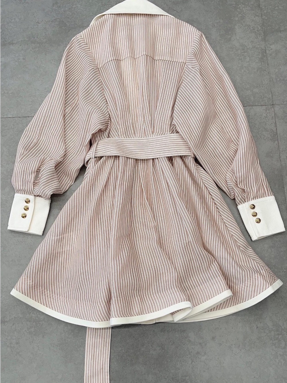 NWOT Zimmermann Striped Cream and Blush Belted Shirt Dress, Size AU 2 = M - Picture 5 of 13